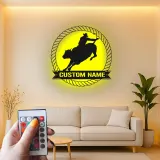 Cartel de metal LED personalizado de vaquero de rodeo regalo occidental para él decoración rústica de cueva de hombre