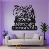 Custom Moose Metal Wall Art | LED Cabin & Lodge Sign | Modern Rustic Hunter Gift & Wildlife Decor