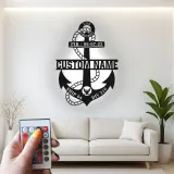 Custom Anchor LED Sign | Personalized Navy Family Gift | Metal Maritime Wall Art for Coastal Home Decor
