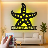 Enseigne étoile de mer personnalisée | Art mural en métal LED pour décor côtier | Plaque de nom de maison de plage personnalisée | Cadeau à thème nautique