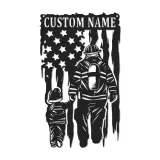 Cartel LED de Bombero Personalizado | Arte Mural de Metal Personalizado | Decoración Patriótica de Bombero para Papá | Regalo de Héroe Americano