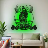 Grim Reaper Bow Hunter LED Sign | Custom Metal Wall Art | Personalized Hunter Gift for Man Cave | Hunting Decor