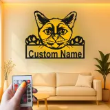 Insegna in metallo personalizzata con luce LED per gatti - Regalo per amanti dei gatti, decorazione per soggiorno o camera da letto 2