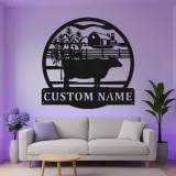 Cartel LED de Granja de Vacas Personalizado | Arte mural rústico de granja | Regalo personalizado para agricultores