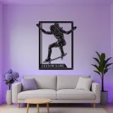 Panneau personnalisé de skateur féminin | Art mural en métal LED pour chambre d'adolescent | Décor de nom de skateur personnalisé | Cadeau pour sports d'action