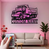 Cartel de metal LED personalizado de camión volquete regalo para entusiastas de camiones decoración de garaje o man cave 4
