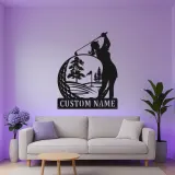 Personalized Golfer LED Sign | Custom Metal Wall Art for Her | Clubhouse & Home Bar Decor | Golf Gift