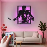 Personalisierte Hockey Spieler LED-Schild | Individuelle Metall-Wandkunst | Spielzimmer Dekor | Geschenk für Athleten