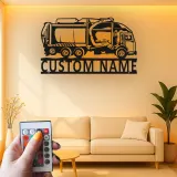 Garbage Truck LED Metal Sign | Personalized Sanitation Worker Gift | Custom Waste Management Wall Art