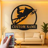 Custom Snowmobile LED Sign | Personalized Metal Wall Art | Winter Sports Decor for Cabin, Garage & Home