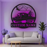 Insegna in metallo personalizzata con luce LED per airboat - Regalo di nautica per lui, decorazione per man cave o garage