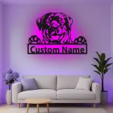Décoration murale en métal personnalisée avec lumière LED de Rottweiler