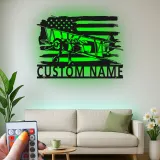 Personalisierte Vintage Doppeldecker LED Licht Metall-Wandkunst Geschenk für Piloten mit amerikanischem Flaggen-Design