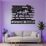 Custom Moose Metal Wall Art | Personalized LED American Flag Sign | Rustic Cabin Decor & Lodge Gift