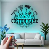 Custom Cleaning Tools Led Light Metal Wall Art Personalized Housewarming Gift Laundry Room Decor