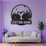 Personalized Swan LED Sign | Romantic Metal Wall Art with Custom Name | Elegant Bedroom Decor | Unique Wedding Gift for Couple