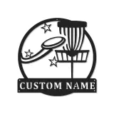 Insegna in metallo personalizzata con LED a forma di cestino per disc golf - Regalo per appassionati di disc golf - Decorazione per sala giochi 4