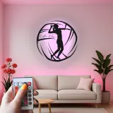 Insegna in metallo personalizzata con luce LED per giocatore di pallavolo - Regalo per atleti e appassionati di sport
