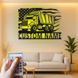 Insegna in metallo LED personalizzata a tema camion ribaltabile regalo per appassionati di camion decorazione per garage o man cave 9