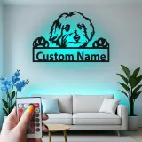 Cartel de metal personalizado con silueta de perro y luz LED, regalo para amantes de mascotas, decoración para salón