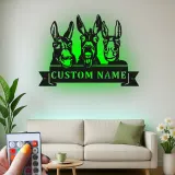 Insegna in metallo LED Donkey Trio Personalizzata Regalo per Fattoria Decorazione Casa Rustica
