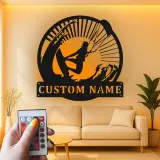 Insegna LED Personalizzata per Kiteboarding | Arte in Metallo per Kitesurfer | Regalo per Fan degli Sport Acquatici | Decorazione per Casa al Mare e Man Cave