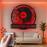 Insegna in metallo LED a forma di disco in vinile personalizzata, regalo per amanti della musica, decorazione per studio 2