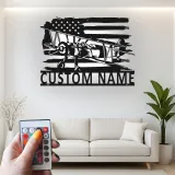 Personalisierte Vintage Doppeldecker LED Licht Metall-Wandkunst Geschenk für Piloten mit amerikanischem Flaggen-Design