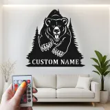 Insegna in metallo personalizzata con orso retroilluminato, regalo di fauna selvatica per amanti della natura, decorazione per cabina