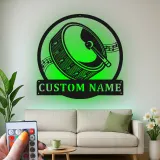 Cartel de metal LED de batería Regalo para músico con nombre personalizado Decoración de sala de música