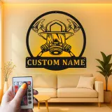 Personalized Firefighter LED Sign | Custom Metal Wall Art for Fire Station | Fireman Retirement Gift
