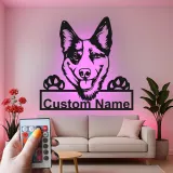 Cartel de metal LED personalizado de pastor alemán, regalo para amantes de los perros, decoración para la sala de estar 2