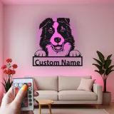Décoration murale en métal LED personnalisée Border Collie pour les mamans chiens