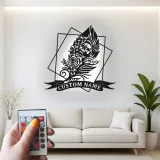 Décoration murale en métal LED crâne gothique | Décor personnalisé style tatouage | Panneau prénom sur mesure pour chambre ou studio