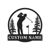 Cartel LED de golf personalizado | Decoración mural de metal a medida para sala de ocio | Decoración con nombre de golfista | Regalo para papá
