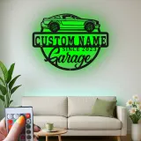 Custom LED Garage Sign | Metal Auto Shop Decor | Personalized Man Cave Wall Art | Lighted Car Enthusiast Gift