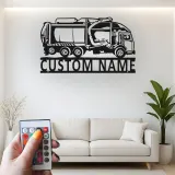 Garbage Truck LED Metal Sign | Personalized Sanitation Worker Gift | Custom Waste Management Wall Art