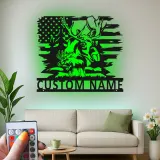 Personalisiertes Elch-Metallschild | LED-Schild mit amerikanischer Flagge | Rustikale Hütten-Dekoration für Jäger & Wildtierliebhaber