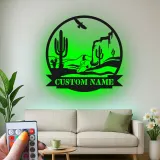 Custom Desert Landscape Led Light Metal Wall Art Personalized Southwest Decor Gift Living Room Western Style