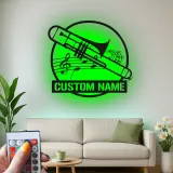 Décoration murale en métal personnalisée avec rétroéclairage LED Trombone - Cadeau pour Musicien - Décor de Salle de Musique pour Amateurs de Trombone