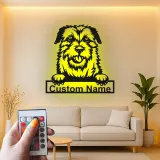Décoration murale en métal LED personnalisée pour chien Terrier - Cadeau pour les propriétaires d'animaux