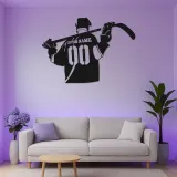 Cartel LED personalizado de jugador de hockey | Decoración mural de metal a medida | Decoración para habitación de aficionados al deporte y regalo para deportistas