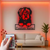 Décoration murale en métal LED personnalisée de chien de berger - Cadeau pour amoureux des animaux