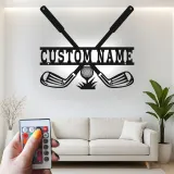 Enseigne de golf personnalisée avec LED | Décoration murale en métal sur mesure pour man cave | Plaque prénom golfeur | Déco club de golf