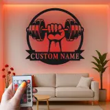 Custom Dumbbell Hand Grip Led Light Metal Wall Art Personalized Fitness Gift for Gym Lovers Home Gym Decor