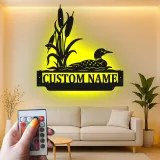 Panneau en métal Loon personnalisé | Décor de maison de lac rétroéclairé LED | Plaque de cabine personnalisée | Art mural sauvage rustique