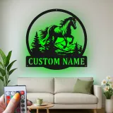 Insegna in metallo personalizzata con LED | Arte murale equestriana personalizzata | Regalo per amanti dei cavalli