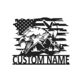 Insegna in metallo LED personalizzata con aquila e bandiera americana - Regalo patriottico per veterani, decorazione per man cave o ufficio