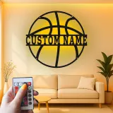 Personalisierte Basketball LED-Beleuchtung Metall-Wandkunst Sportgeschenk für Athleten