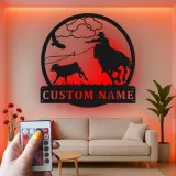 Personalisierte Cowboy-Rodeo-LED-Metall-Wandkunst – Western-Geschenk für Ihn, rustikale Ranch-Deko